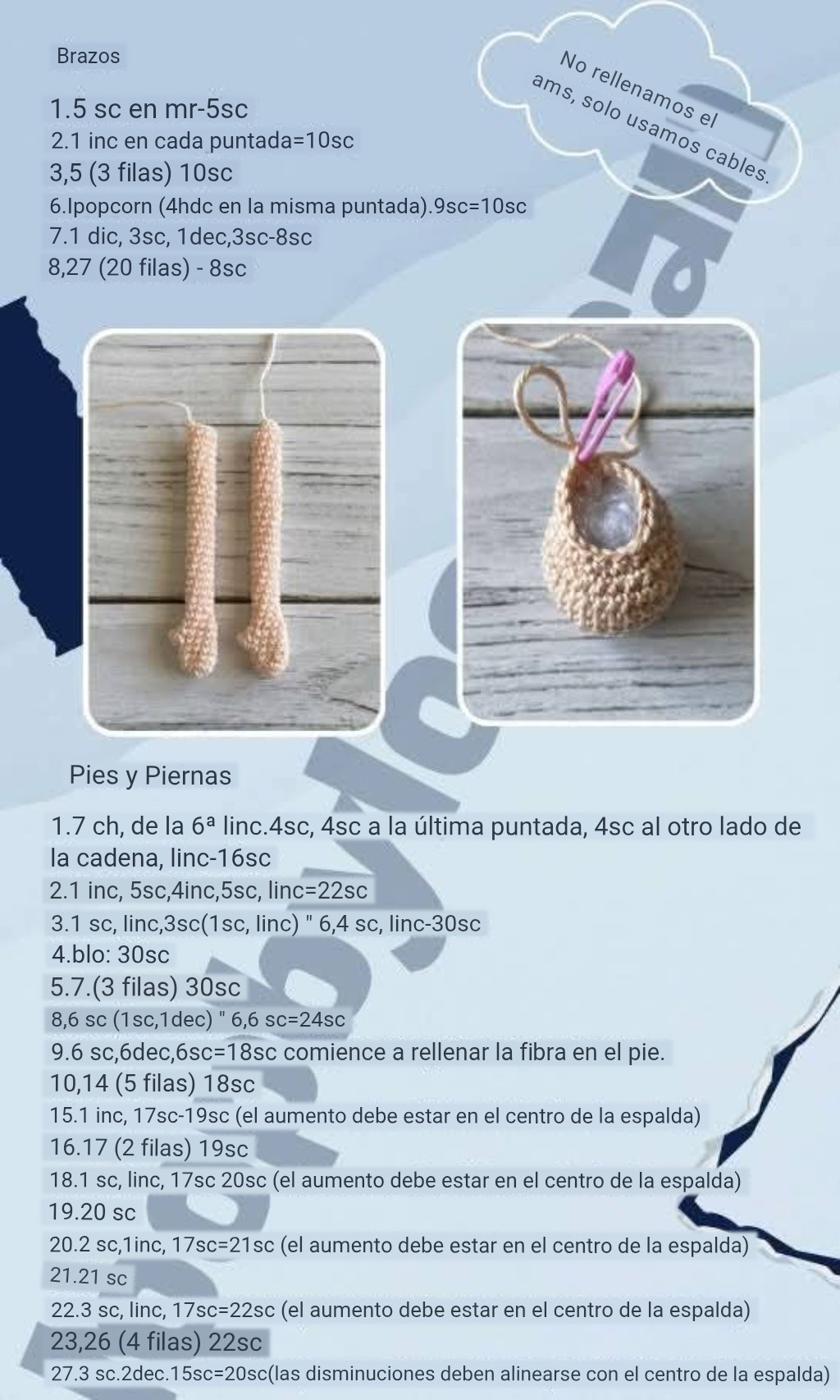Muñeco de ganchillo con gorro azul y bolso con perrito