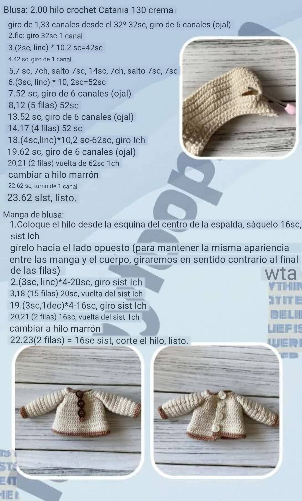 Muñeco de ganchillo con gorro azul y bolso con perrito