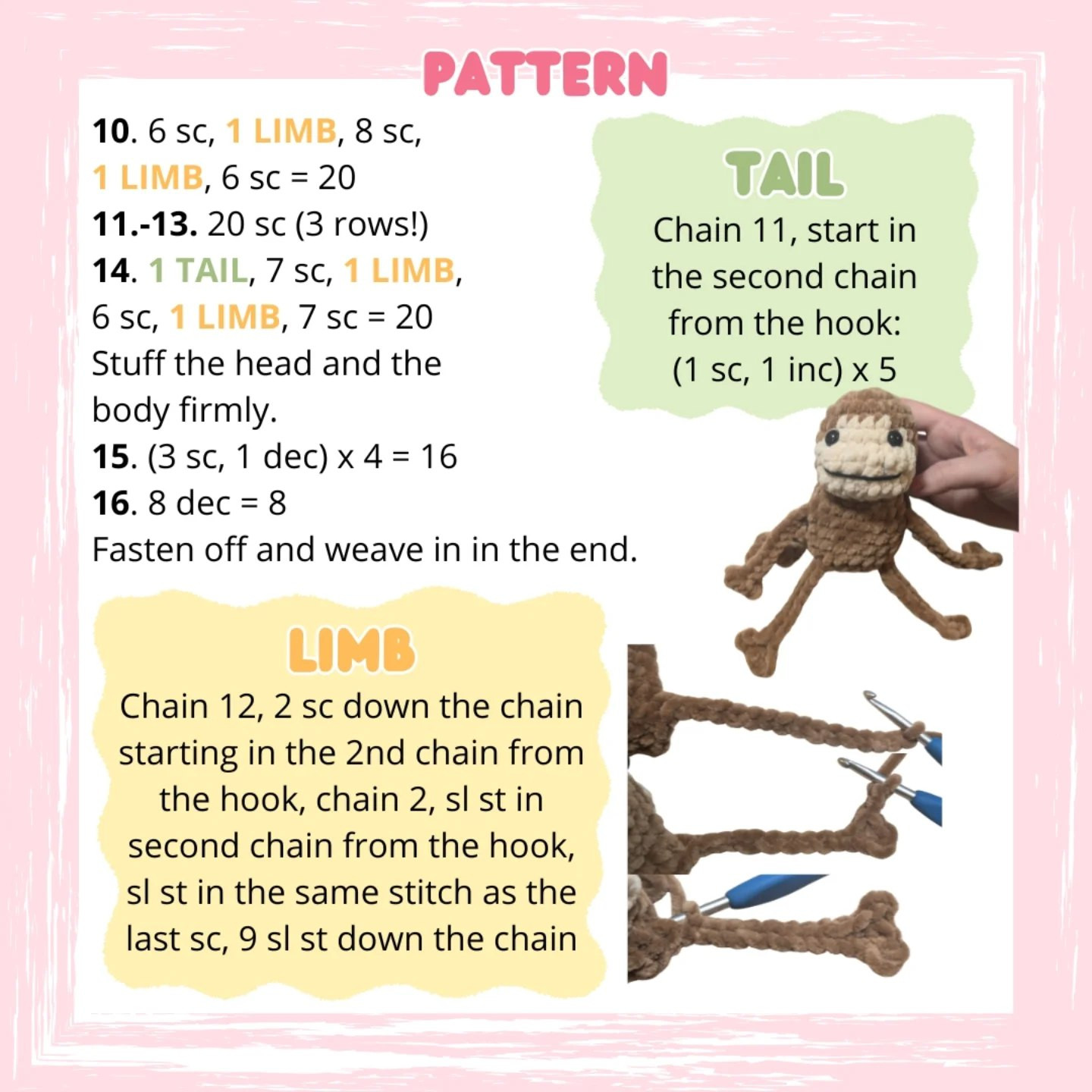 No-Sew Leggy Monkey Crochet Pattern - Free and Fun!
