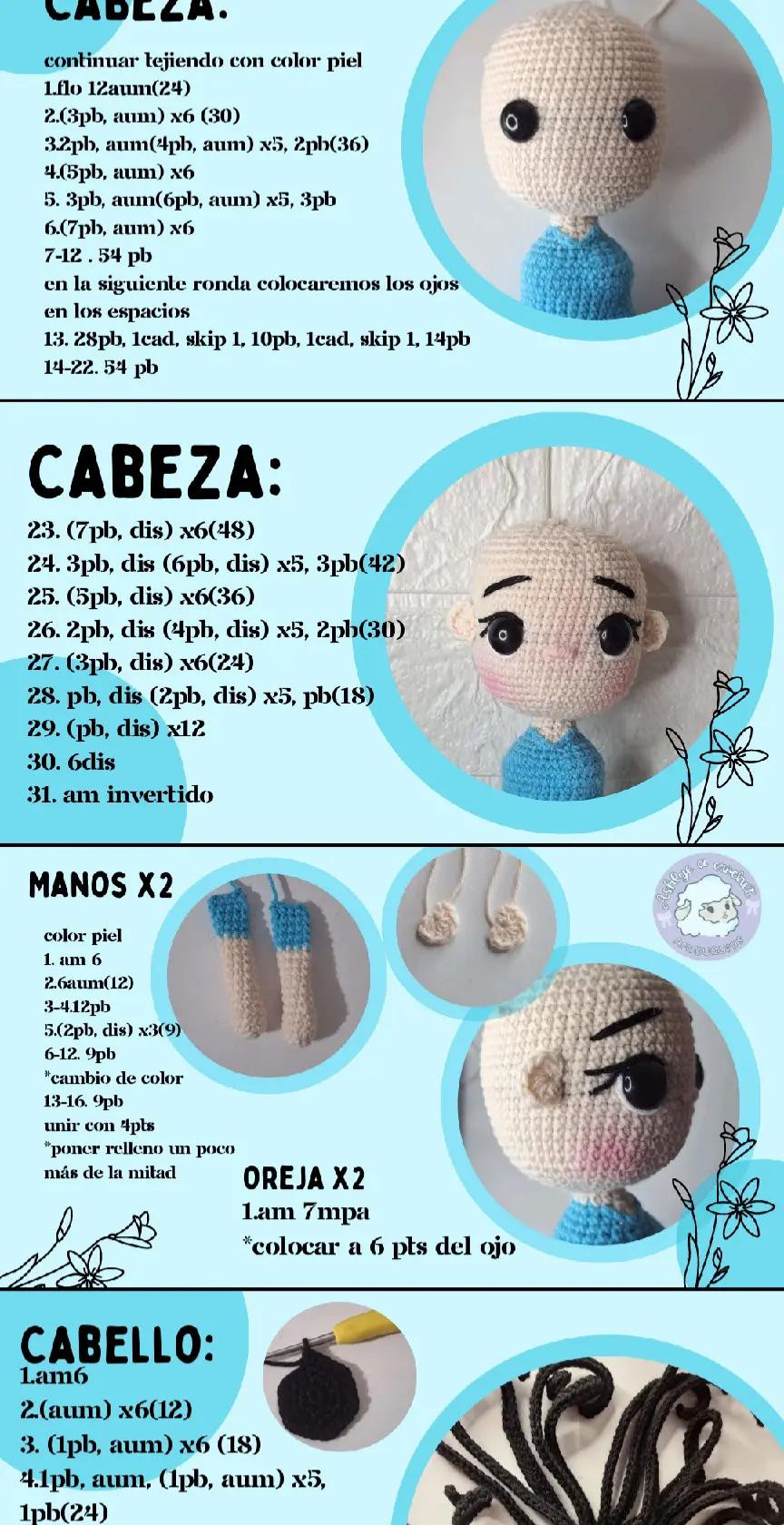 Patrón de amigurumi de enfermera de 17cm de altura.