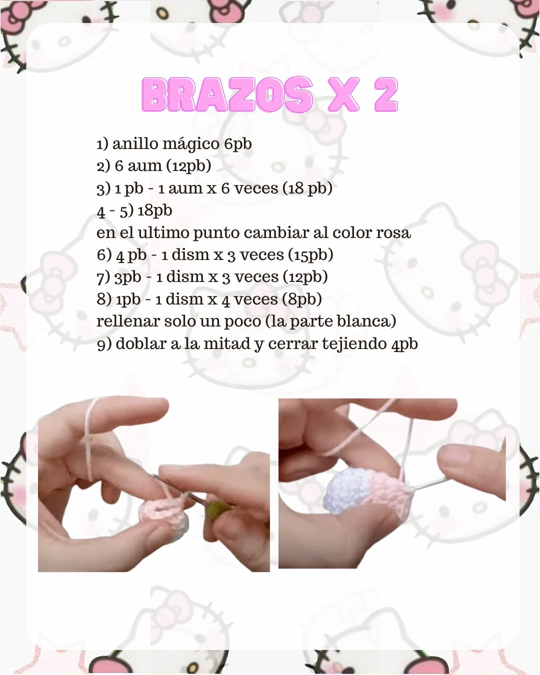Patrón de amigurumi de Hello Kitty gratis para principiantes