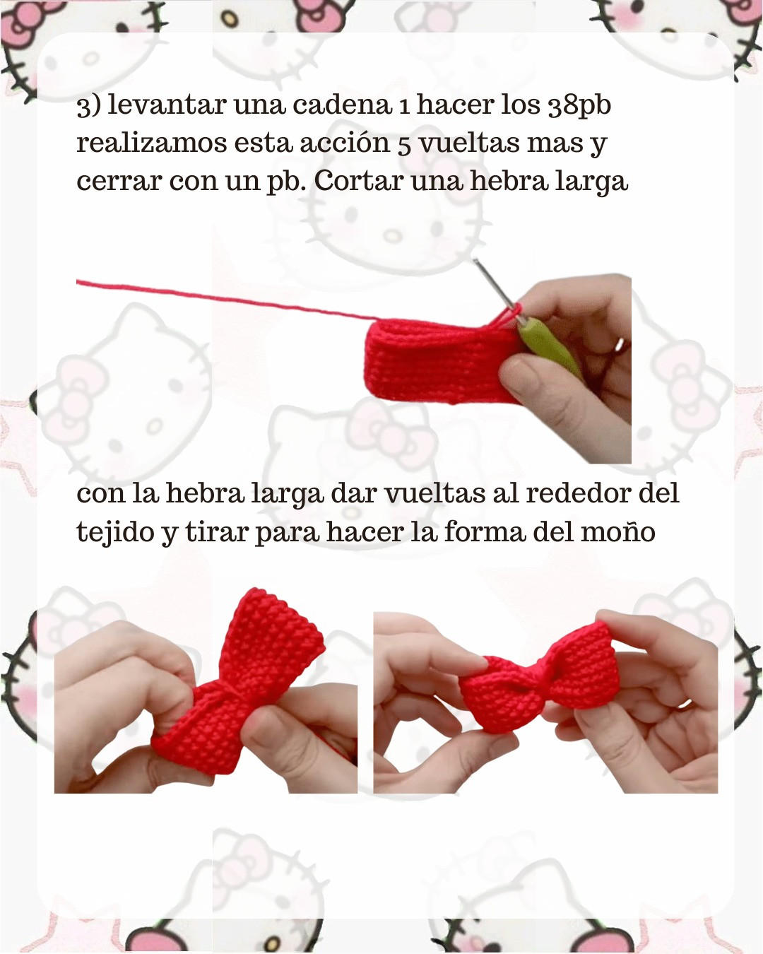 Patrón de amigurumi de Hello Kitty gratis para principiantes