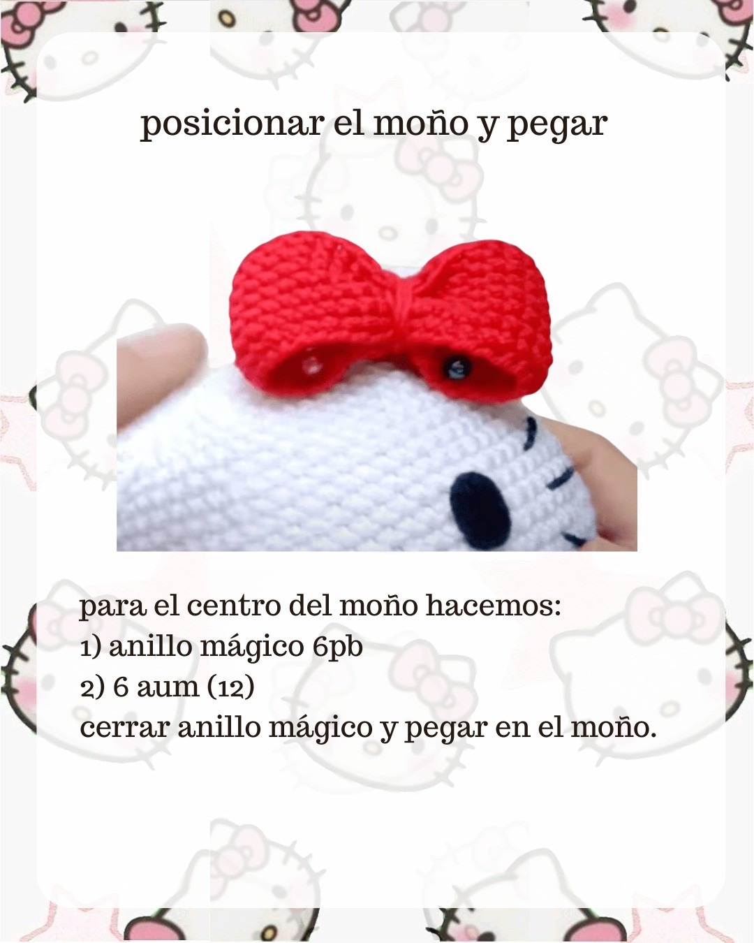 Patrón de amigurumi de Hello Kitty gratis para principiantes