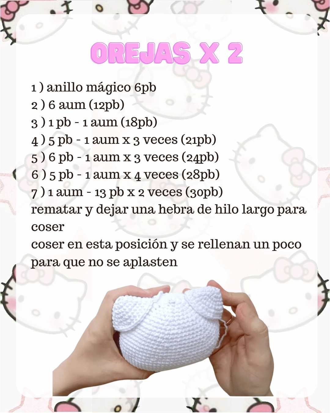 Patrón de amigurumi de Hello Kitty gratis para principiantes