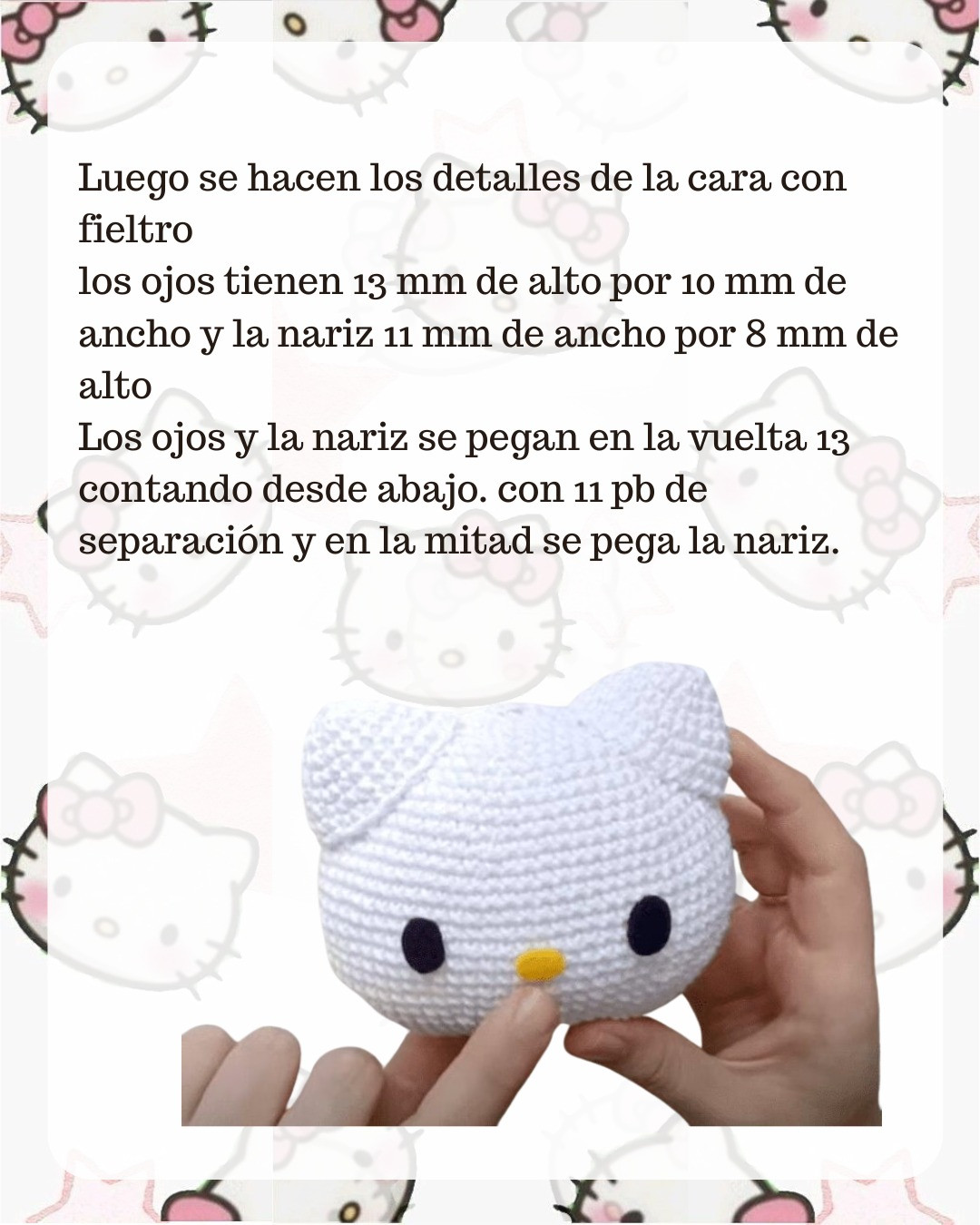 Patrón de amigurumi de Hello Kitty gratis para principiantes