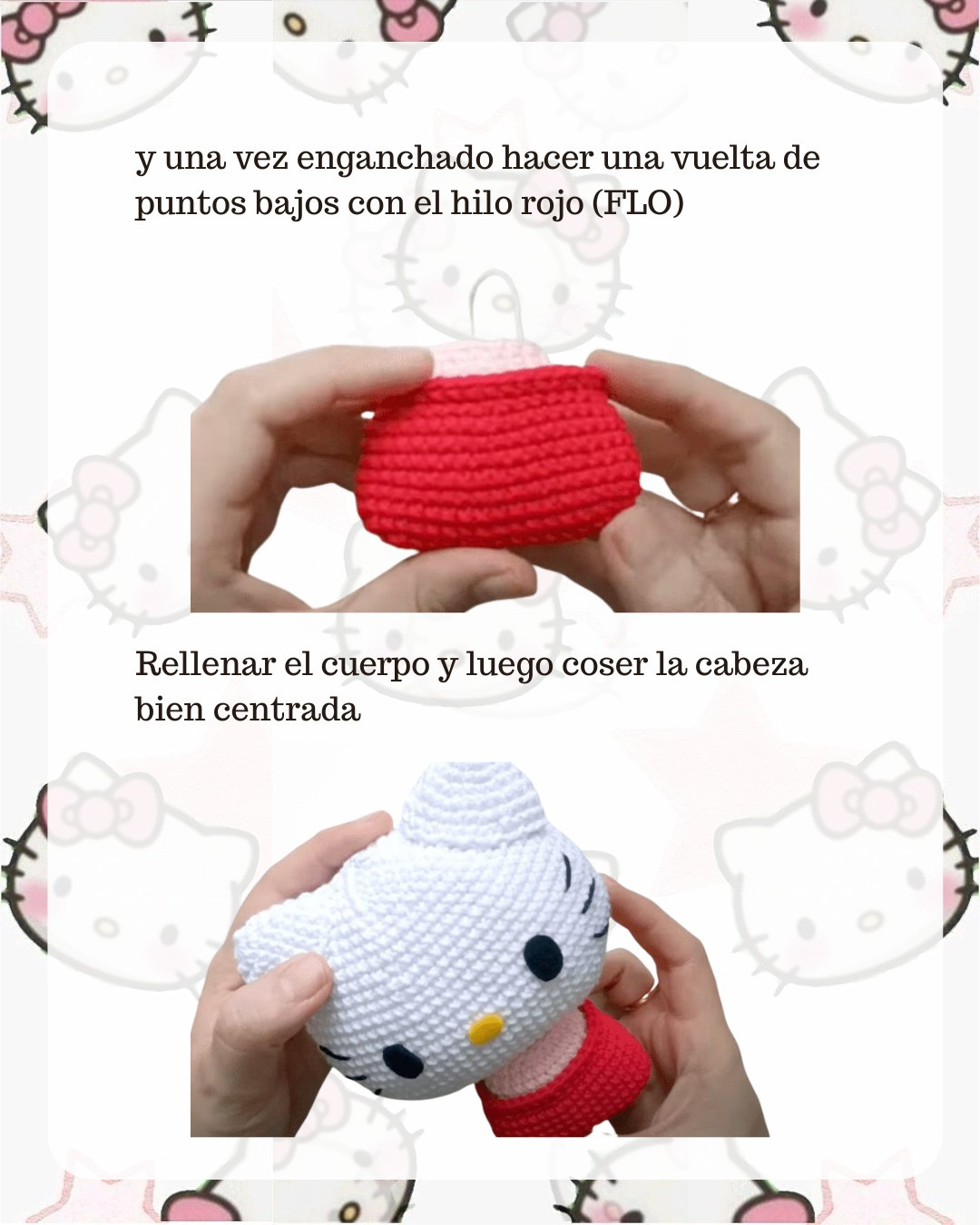 Patrón de amigurumi de Hello Kitty gratis para principiantes