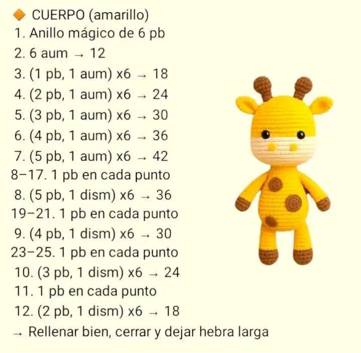 Patrón de amigurumi de jirafa fofi para crochet principiantes