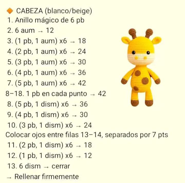 Patrón de amigurumi de jirafa fofi para crochet principiantes