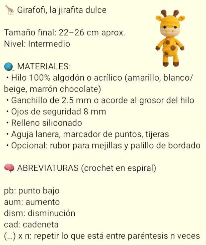 Patrón de amigurumi de jirafa fofi para crochet principiantes