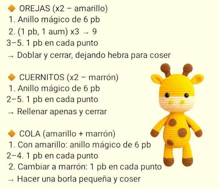 Patrón de amigurumi de jirafa fofi para crochet principiantes