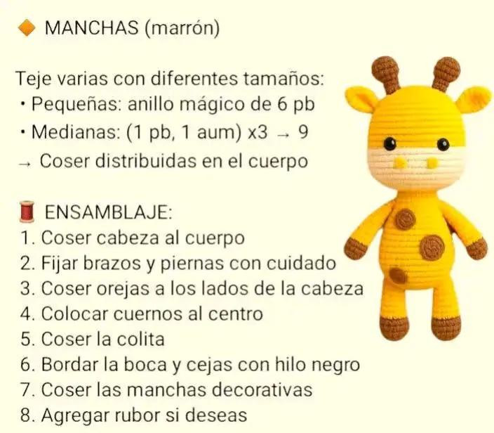 Patrón de amigurumi de jirafa fofi para crochet principiantes