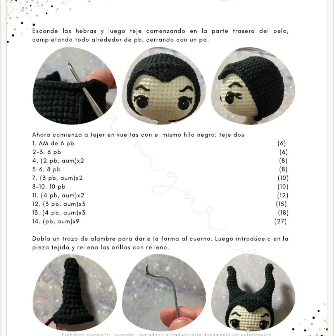 Patrón de amigurumi de Maléfica en crochet encantador