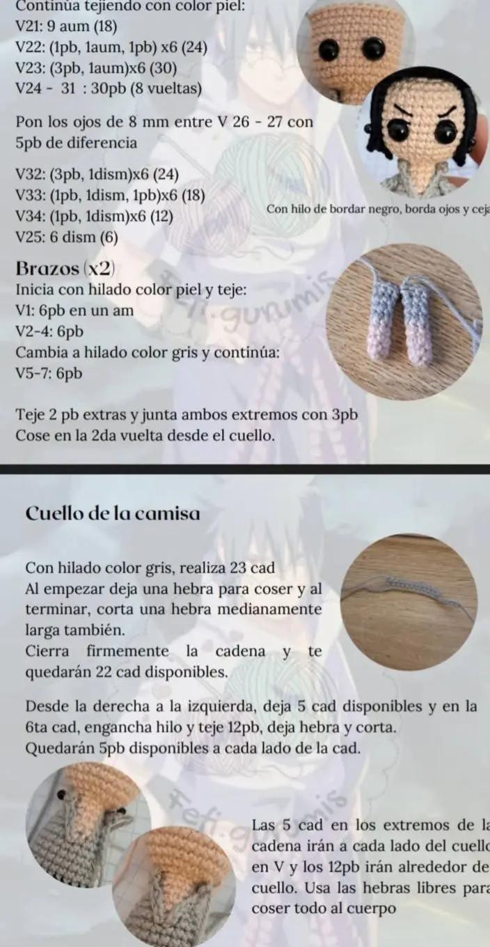 Patrón de Amigurumi de Sasuke para Llavero, Ideal para Fans del Anime
