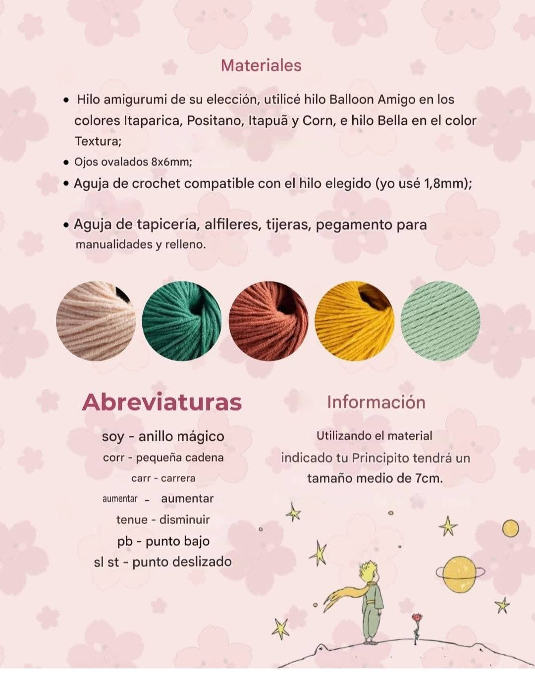 Patrón de amigurumi del Principito con libro ilustrado