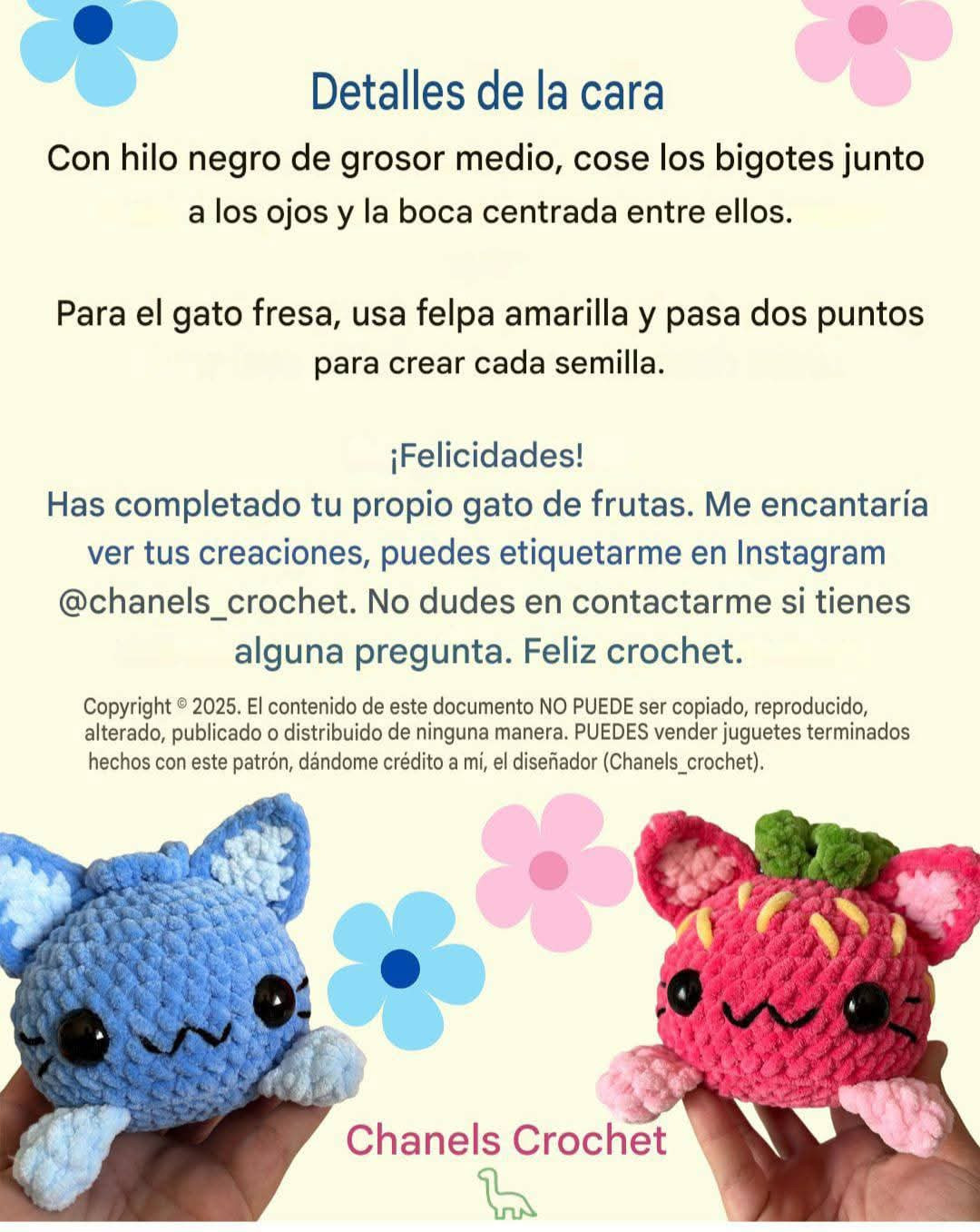 Patrón de amigurumi para gatos de frutas adorables