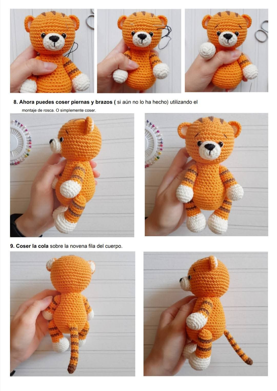 Patrón de amigurumi: Tigre adorable para principiantes
