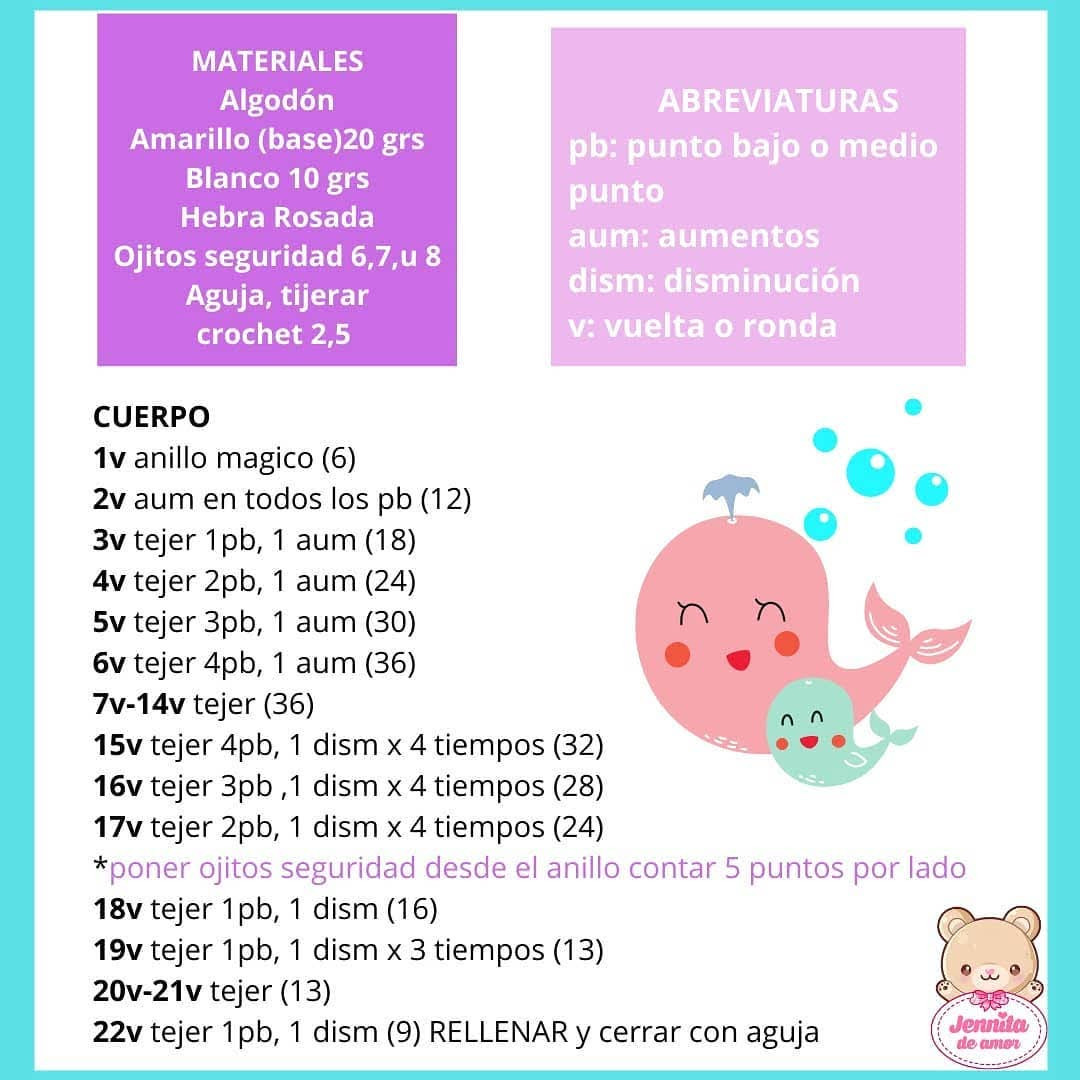 Patrón de Ballenita Amigurumi para Tejer a Crochet