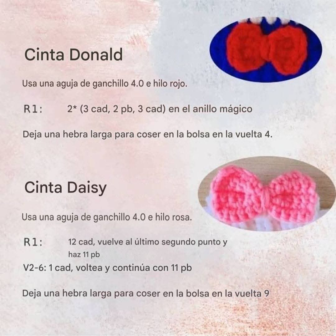 Patrón de bolsa con cordón de Donald y Daisy a crochet