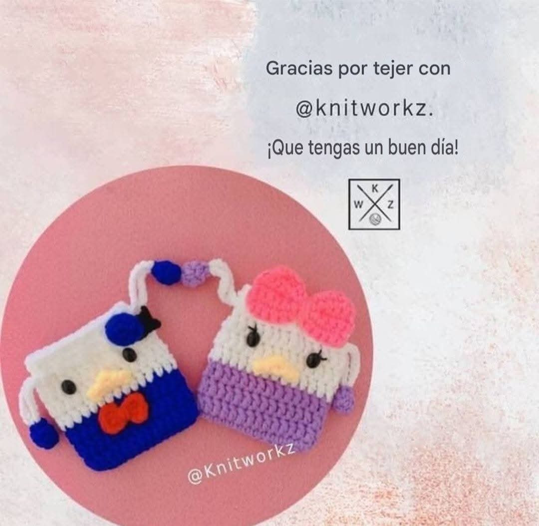 Patrón de bolsa con cordón de Donald y Daisy a crochet