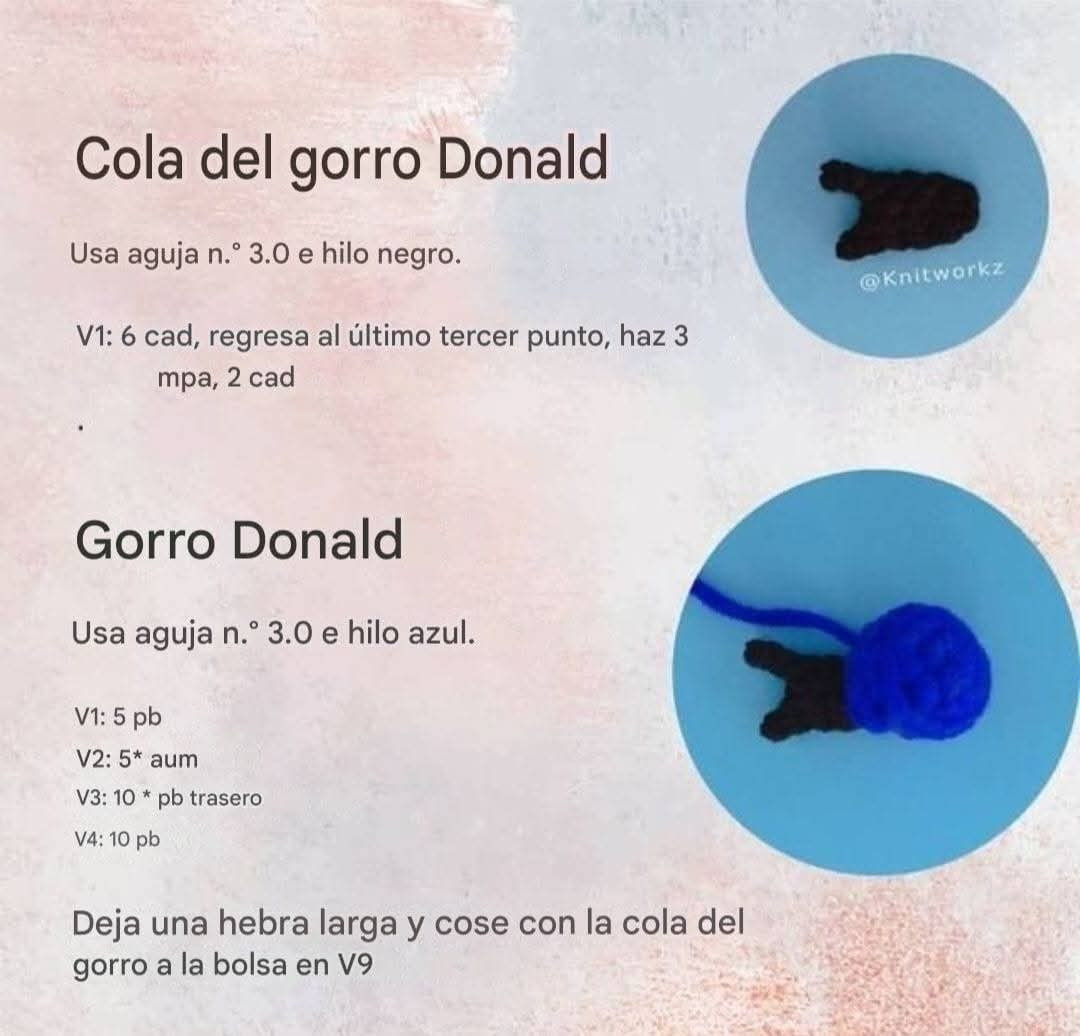 Patrón de bolsa con cordón de Donald y Daisy a crochet