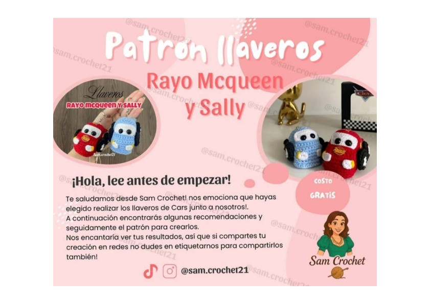 Patrón de coche amigurumi inspirado en Cars, descarga gratuita