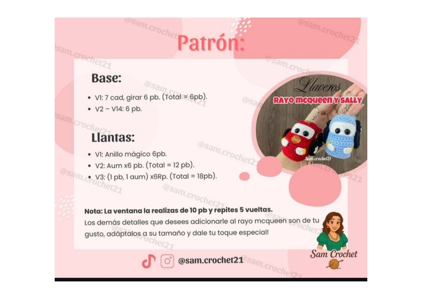 Patrón de coche amigurumi inspirado en Cars, descarga gratuita
