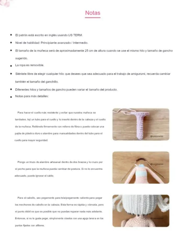 Patrón de crochet de muñeca Sakura - Patrón Gratis