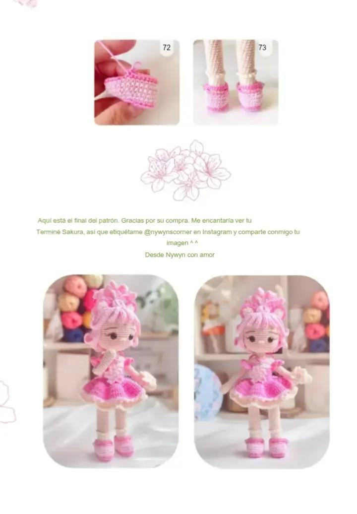 Patrón de crochet de muñeca Sakura - Patrón Gratis