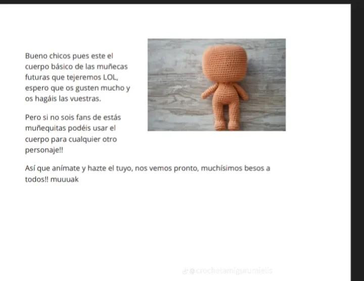Patrón de crochet para cuerpo básico de muñecas Lol