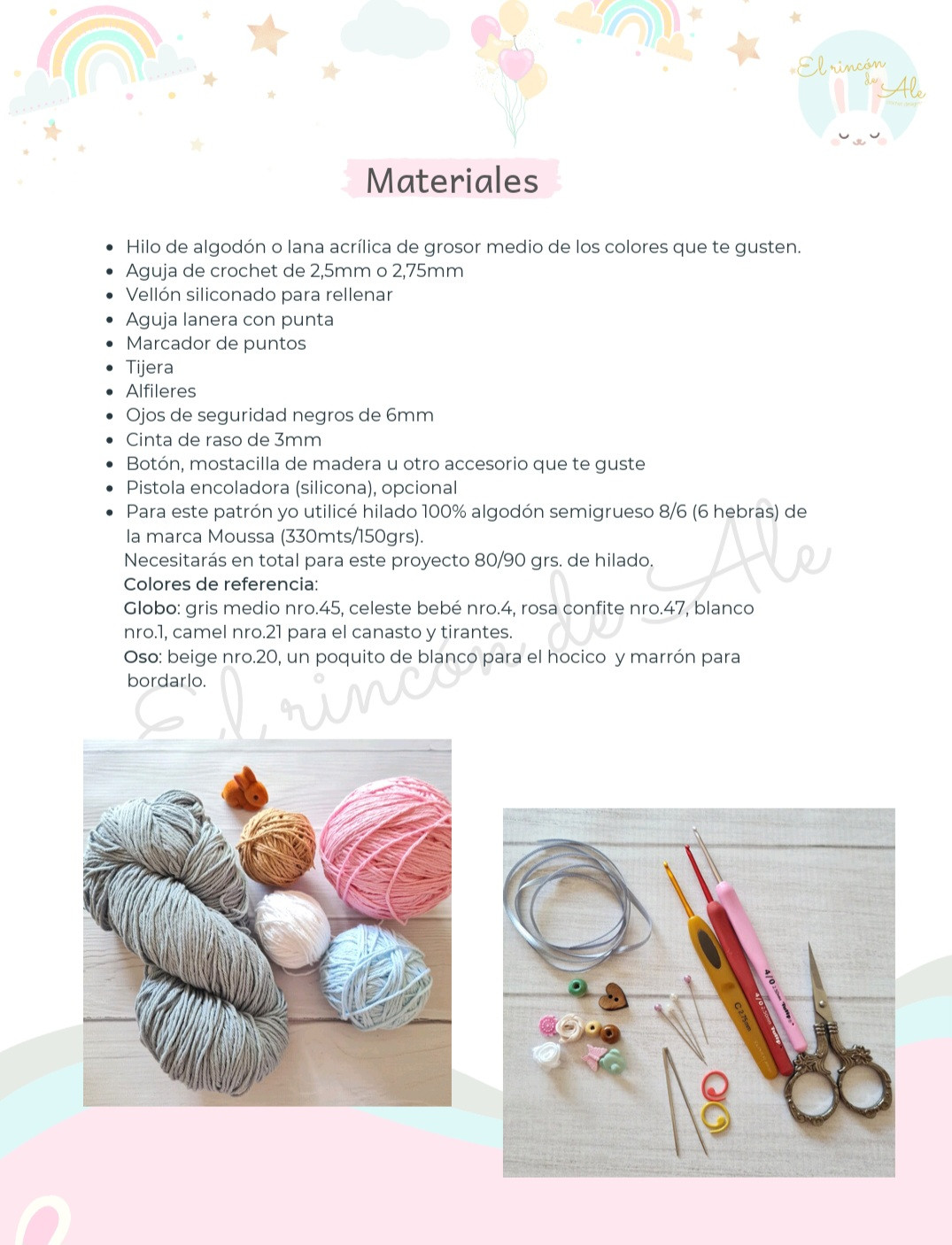 Patrón de globo aerostático con osito de crochet
