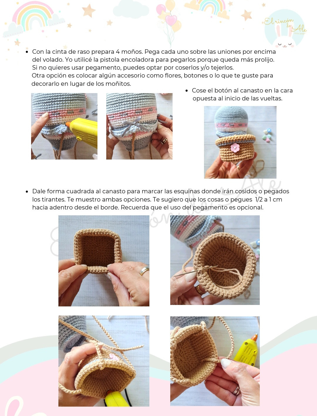 Patrón de globo aerostático con osito de crochet