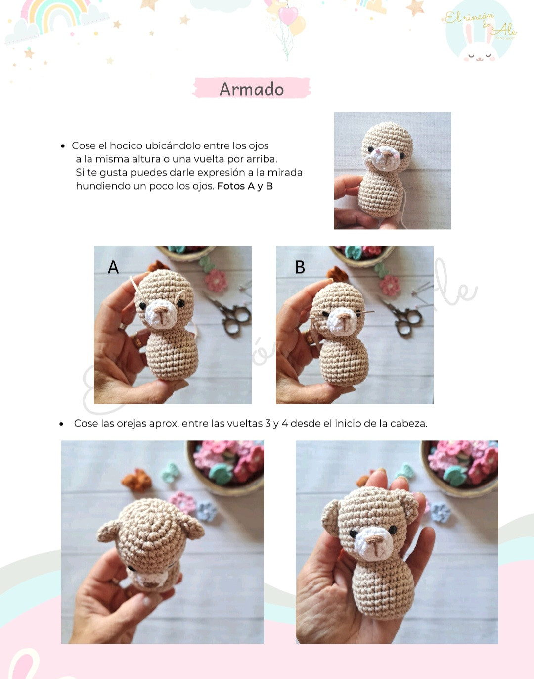 Patrón de globo aerostático con osito de crochet