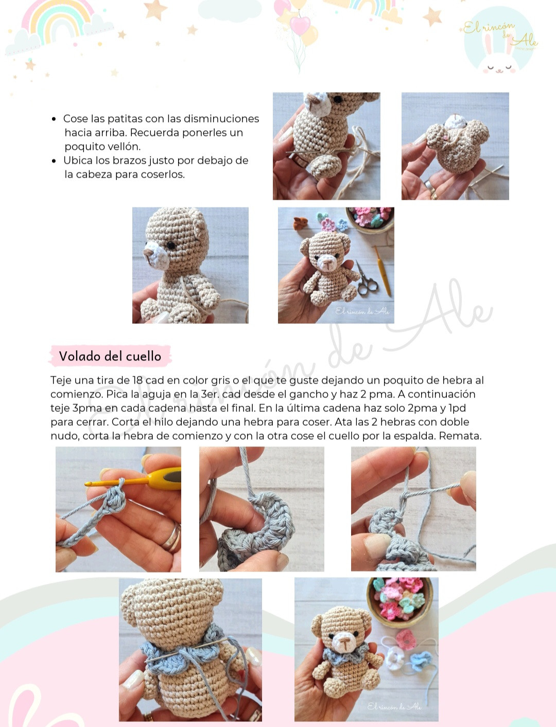 Patrón de globo aerostático con osito de crochet