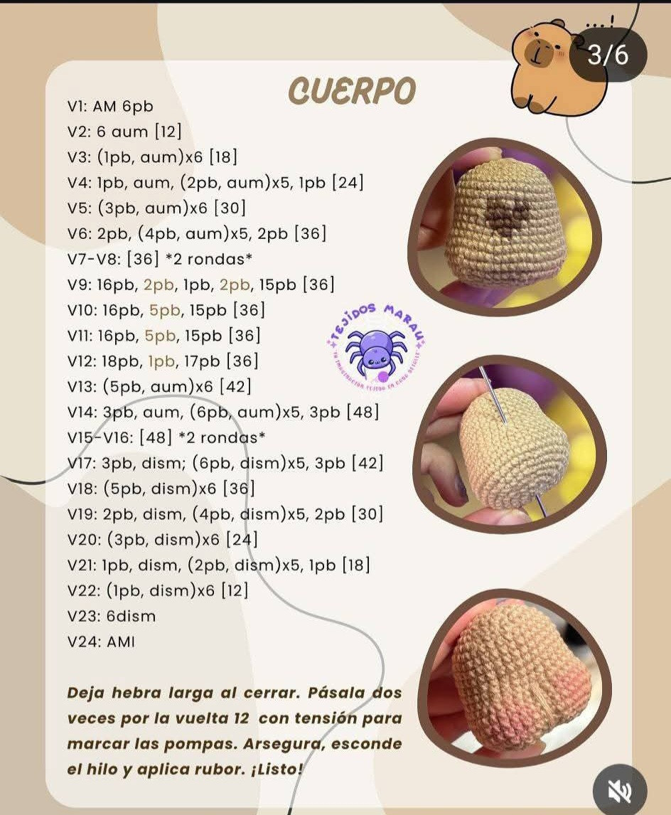 Patrón de llavero Capibara amigurumi con sombrero de calabaza