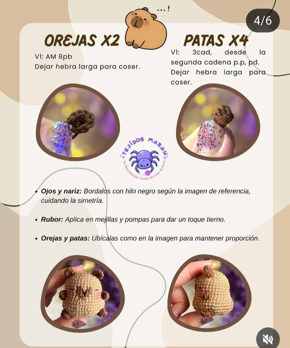 Patrón de llavero Capibara amigurumi con sombrero de calabaza