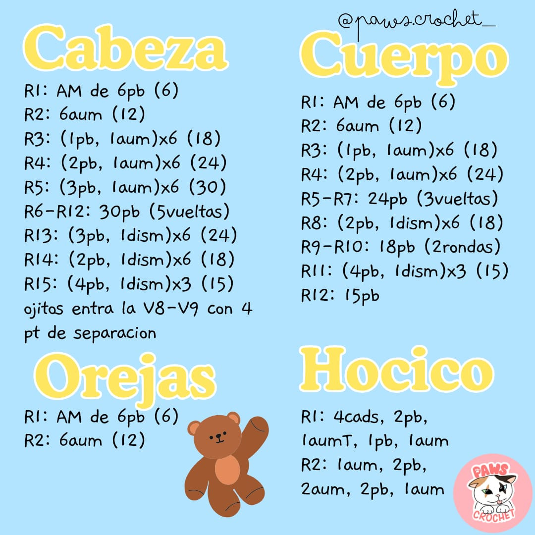 Patrón de osito de peluche de ganchillo para principiantes