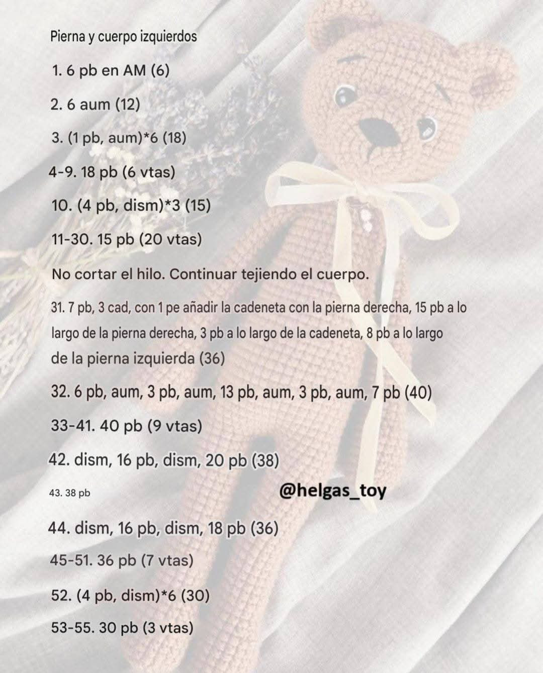 Patrón de oso de peluche de ganchillo gratis