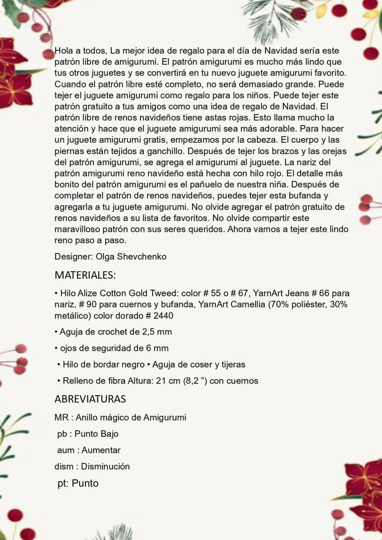 Patrón de reno tejido con bufanda roja
