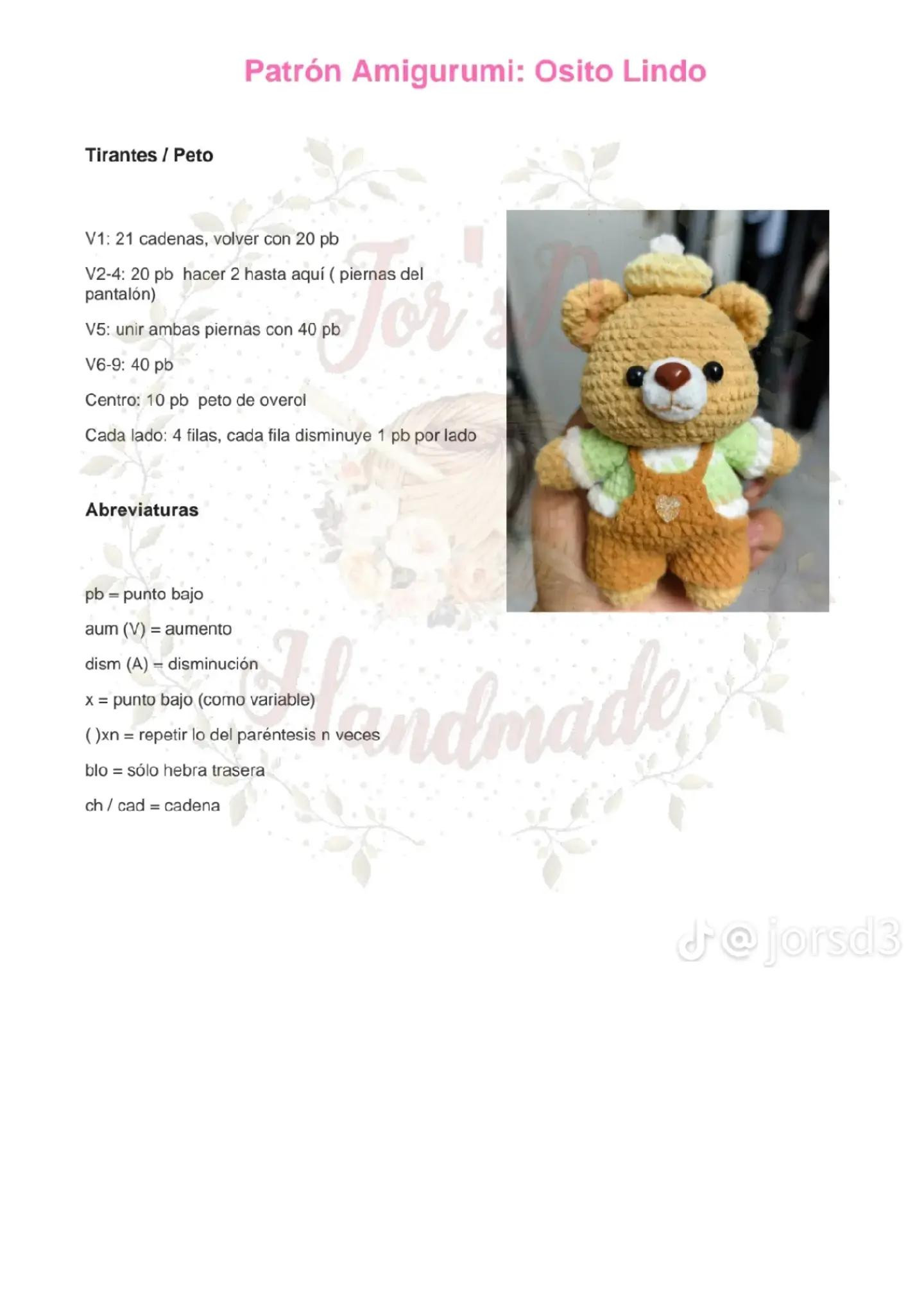 Patrón de tejido de osito de peluche amigurumi gratis