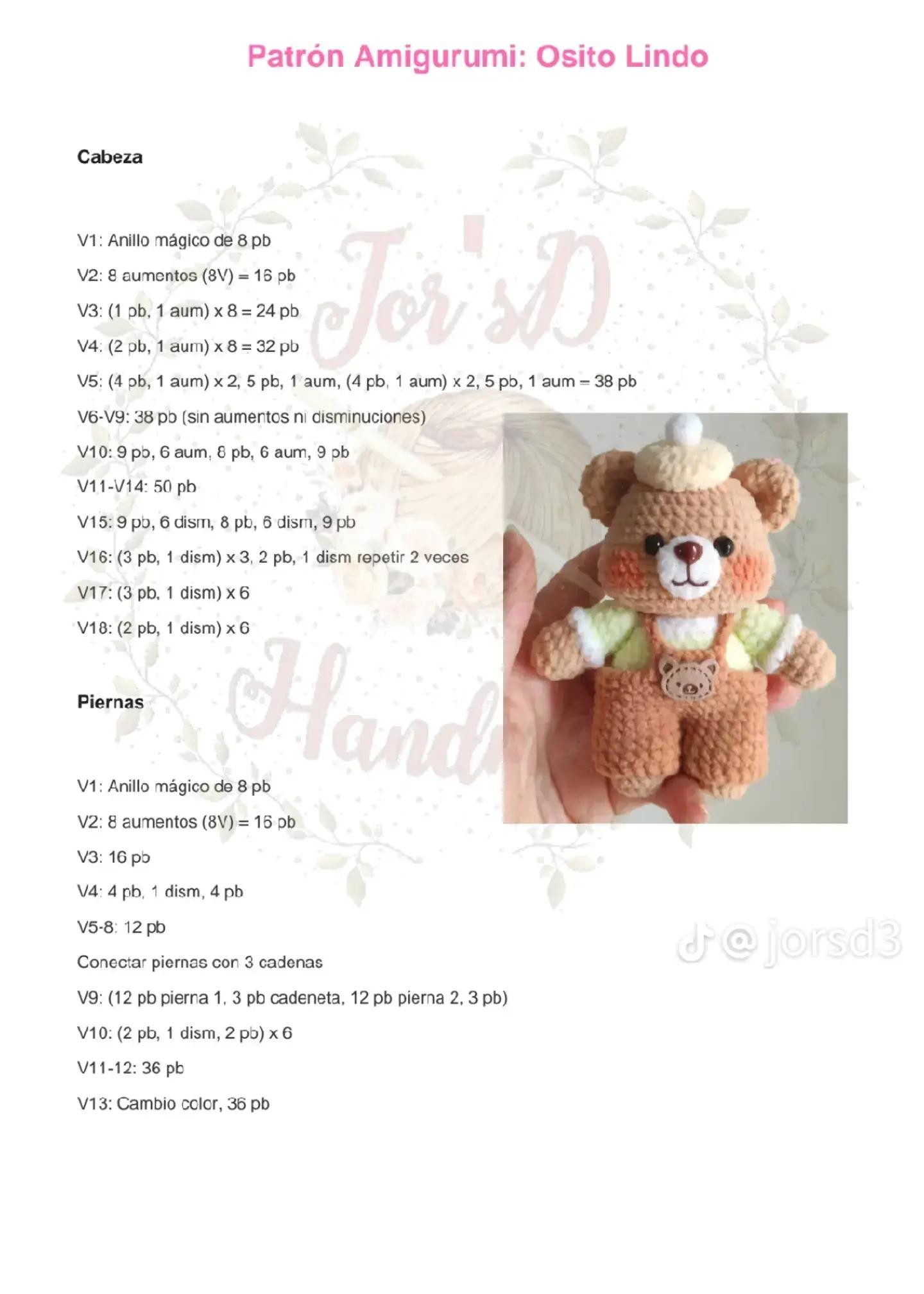 Patrón de tejido de osito de peluche amigurumi gratis