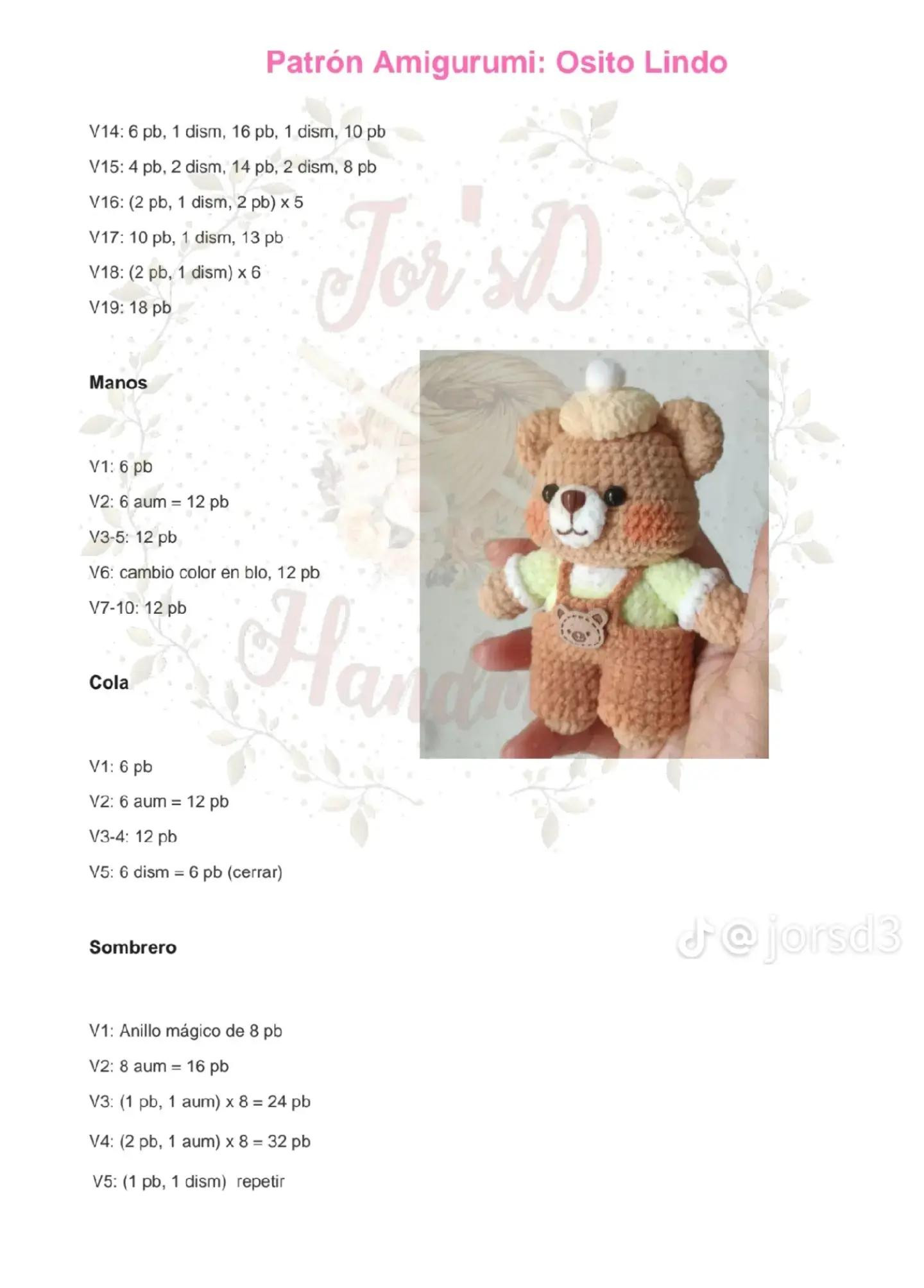 Patrón de tejido de osito de peluche amigurumi gratis