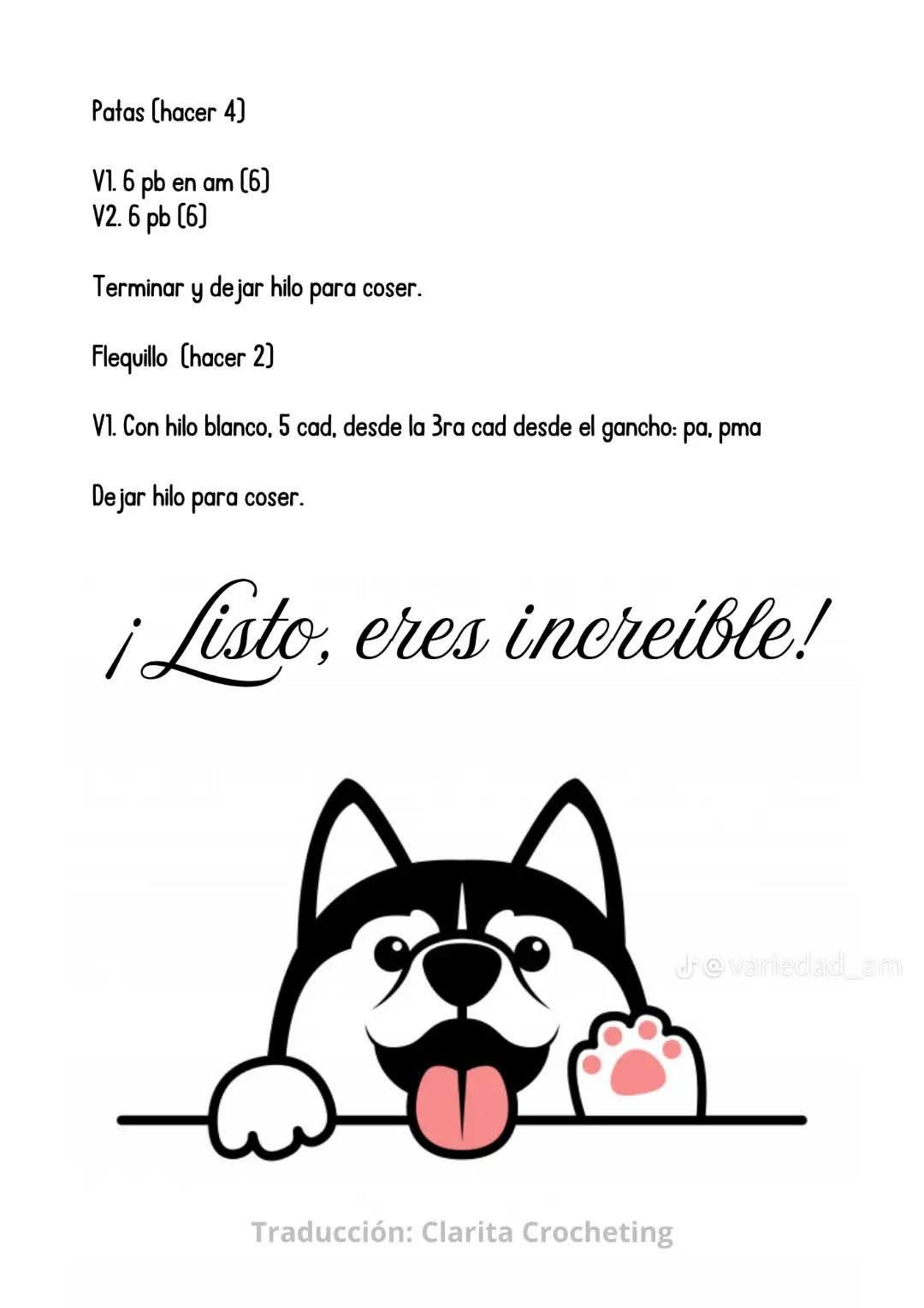 Patrón Gratis de Amigurumi Husky en Español