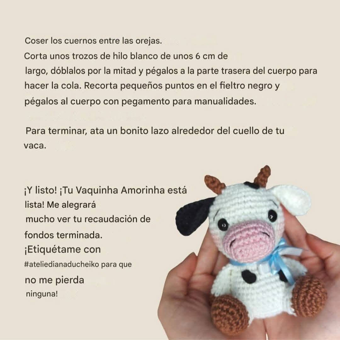 Patrón gratuito de vaquita de ganchillo adorable