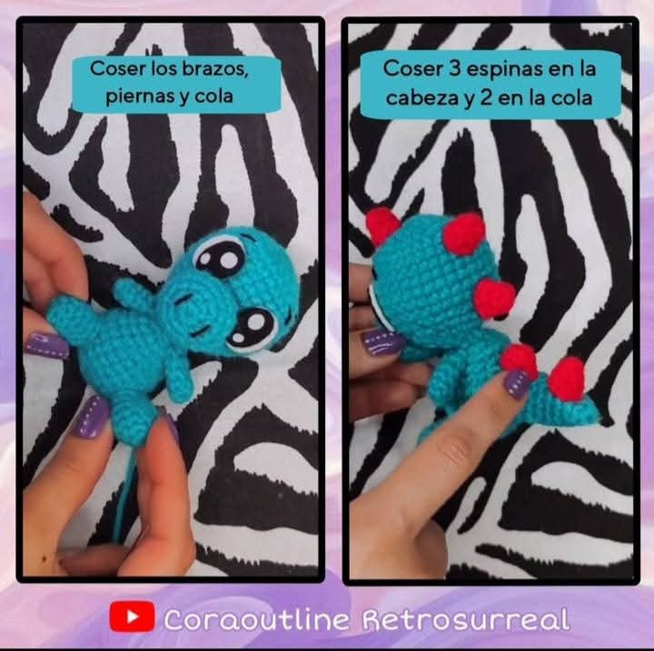 Patrón Gratuito Llavero Dinosaurio Amigurumi para Principiantes