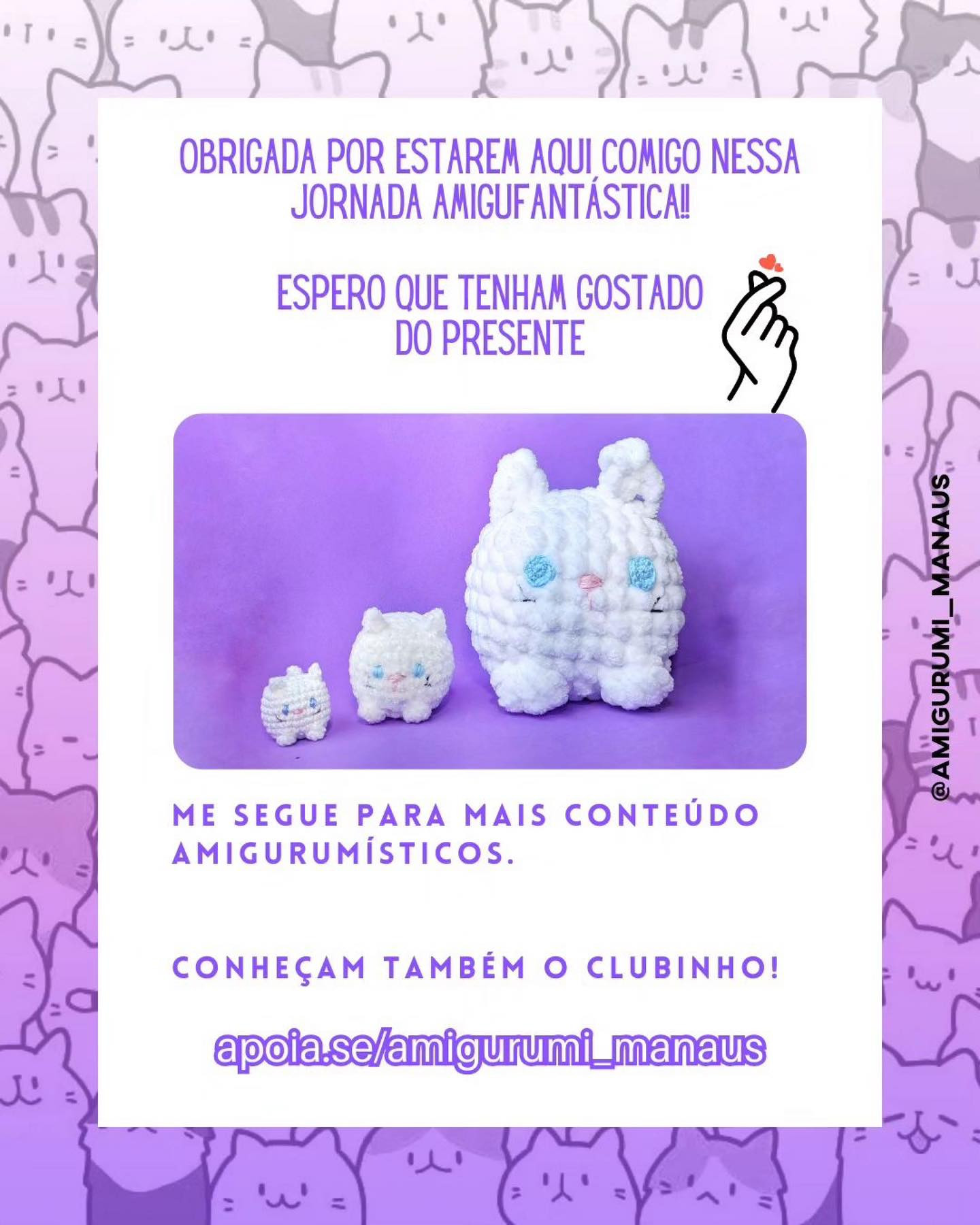 Receita Grátis de Amigurumi: Gato Kubo Fofo e Fácil