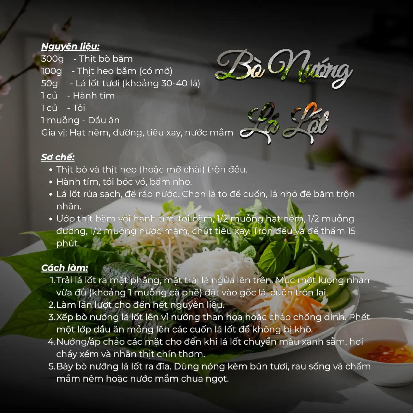 Sáu siêu phẩm món Bò. 
1. Bò lúc lắc. 
2. Bò nhúng dấm. 
3. Bò cuốn hành tây. 
4. Bò xào súp lơ. 
5. Bò nướng lá lốt. 
6. Canh khoai tây hầm bò. 

Trên đây là sáu món ăn từ thịt bò, rất dễ làm mà hương vị thì thơm ngon bổ dưỡng.