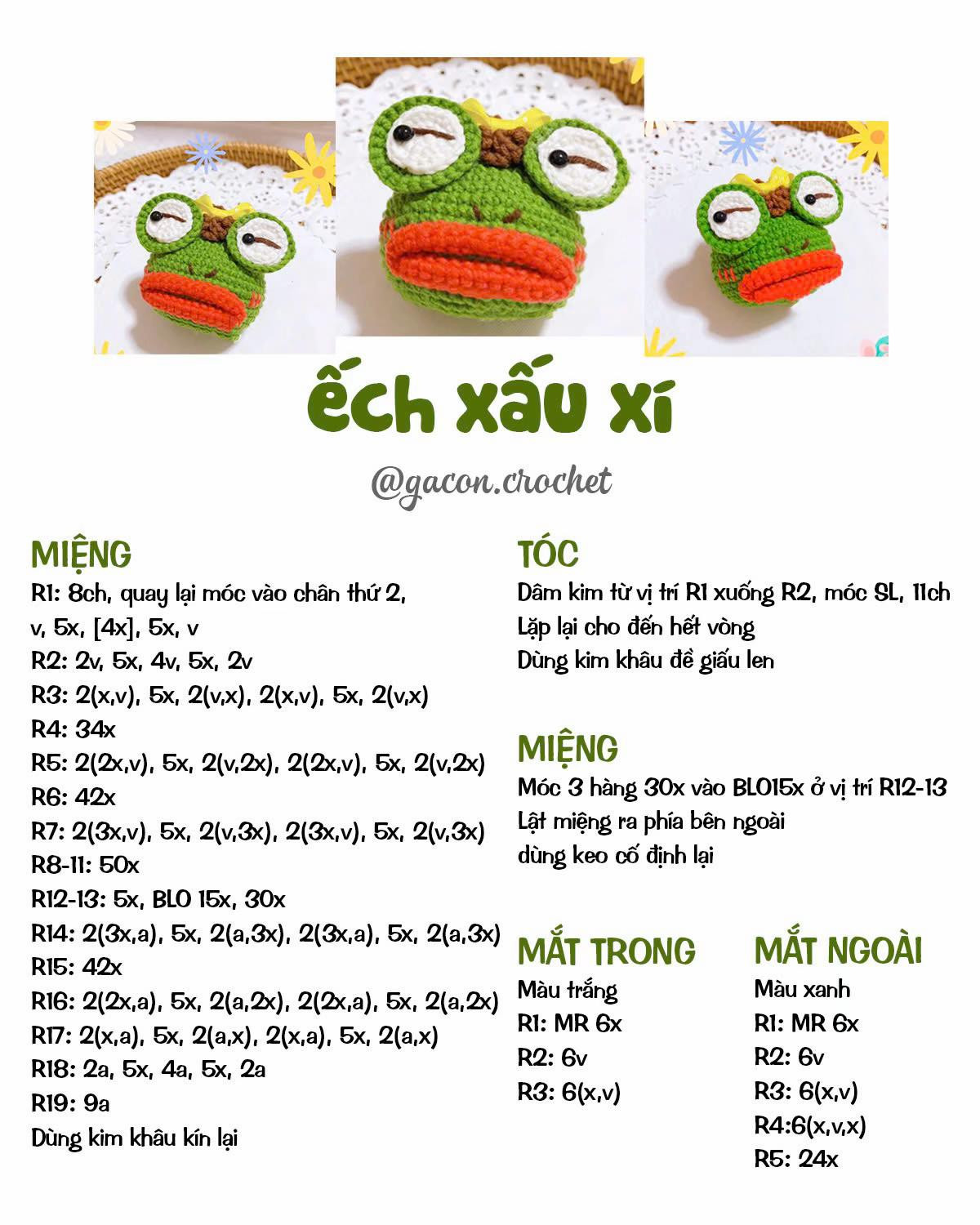 Series share chart móc len #15 cá xấu quắc, ếch xấu xí, hoa mặt hề