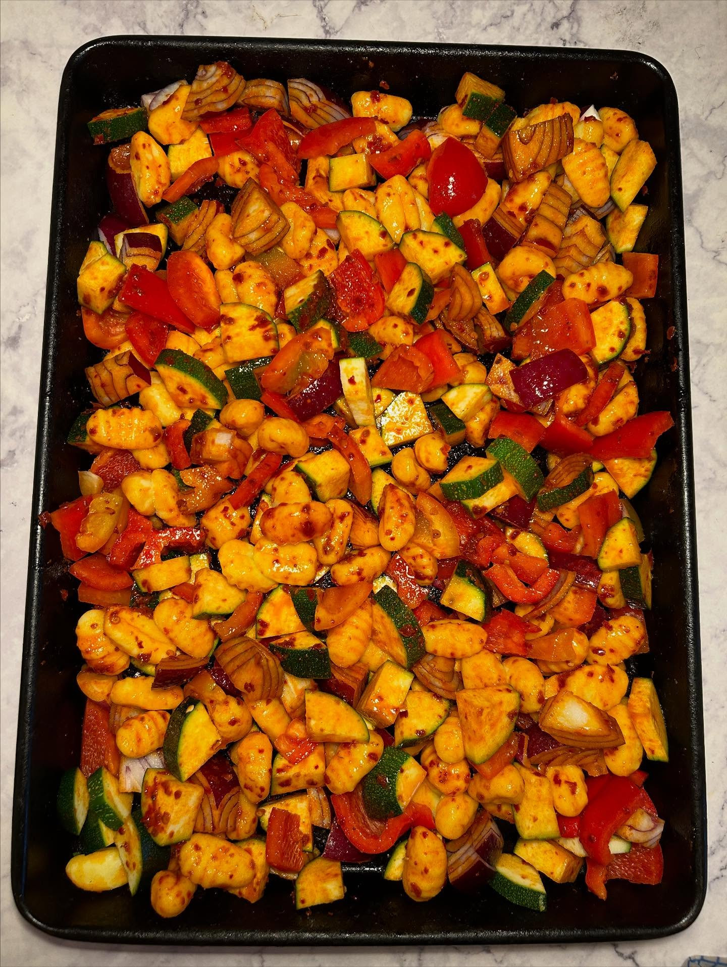 Spicy Harissa Gnocchi with Creamy Hummus Delight