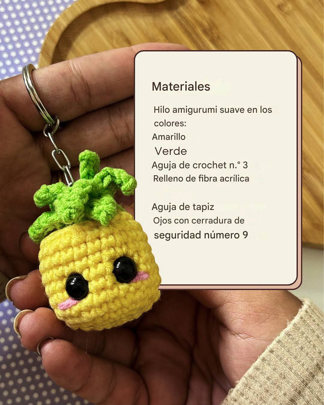 Tutorial de amigurumi: llavero de piña paso a paso
