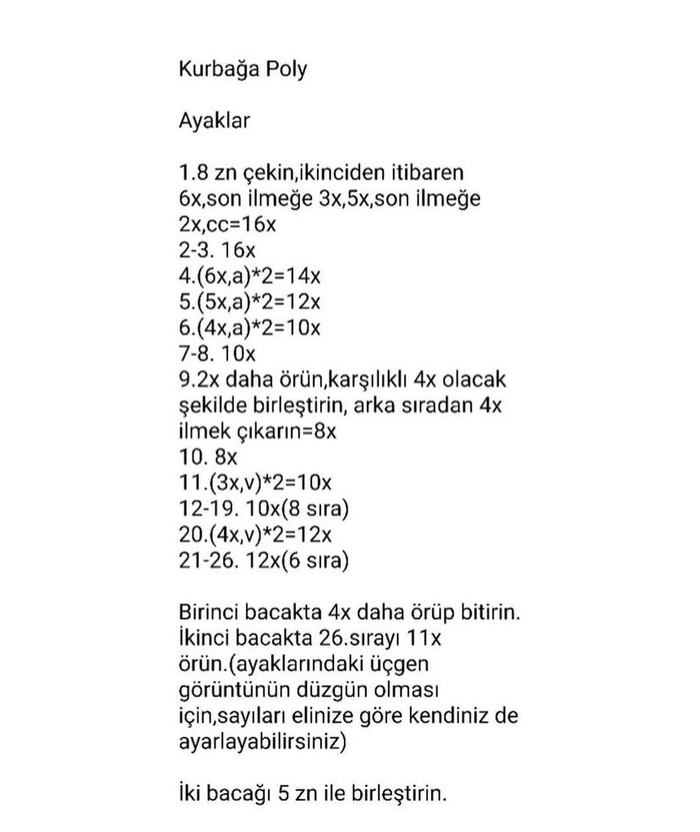 Ücretsiz Kurbağa Poly Amigurumi Tarifi
